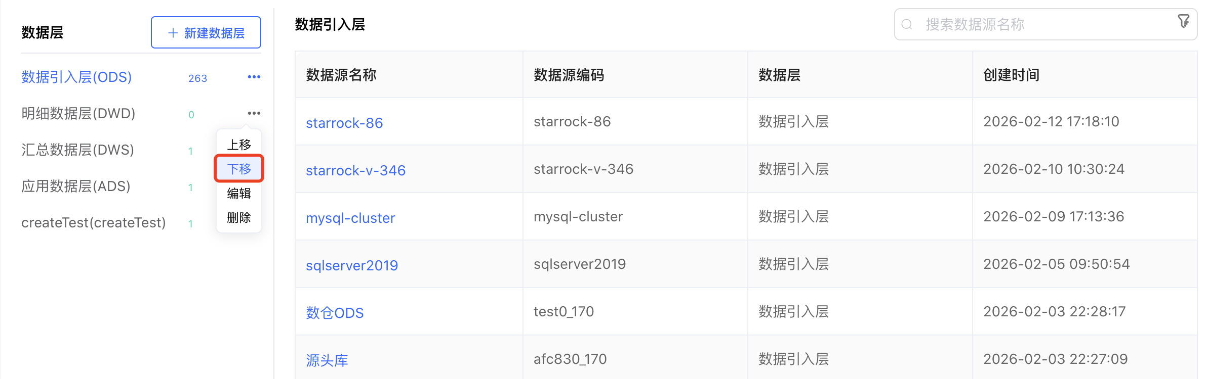 下移数据层